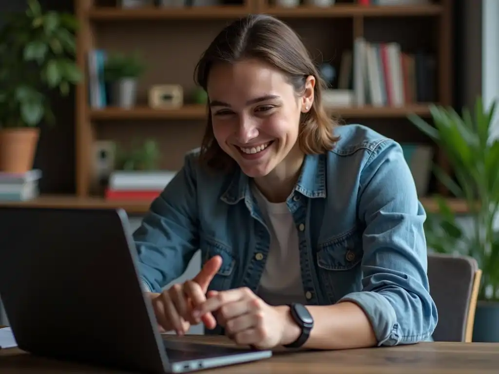 Smiling young man on a virtual meeting in a bright room, offering post-launch support and training for website management